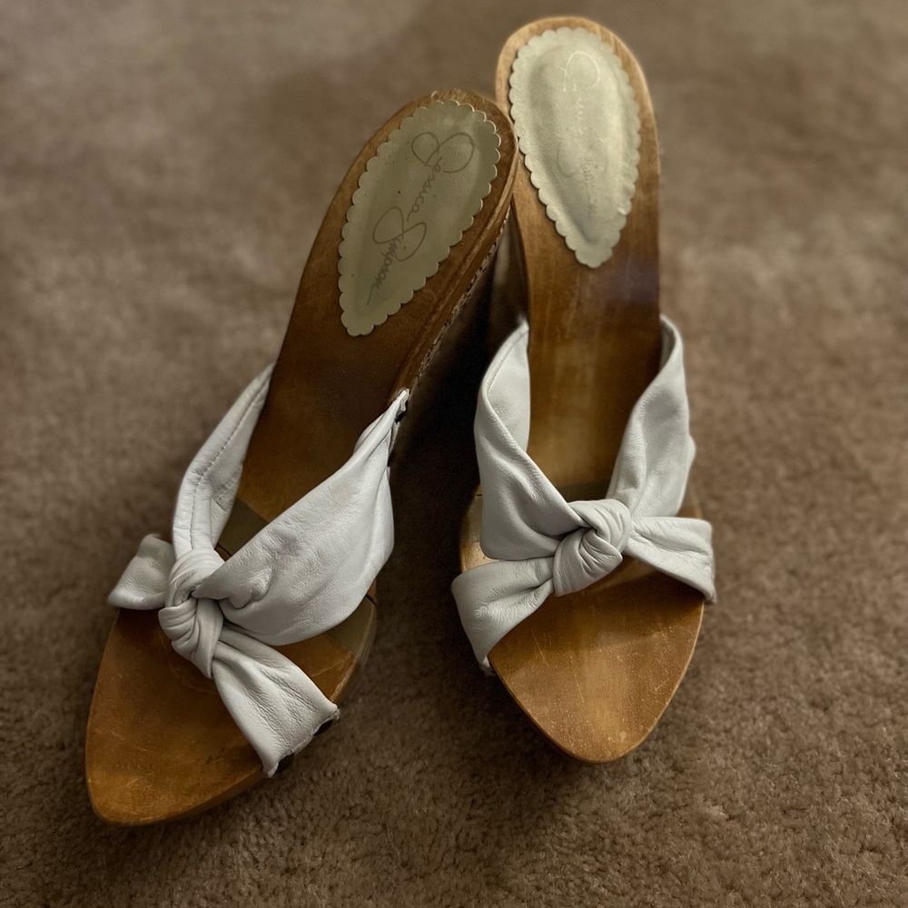 Jessica Simpson platform white sandals